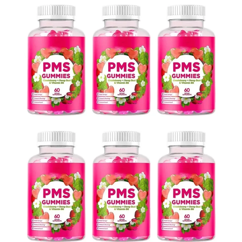Gomitas de apoyo para el síndrome premenstrual con sauzgatillo Vitex Dong Quai, vitamina B6 y bálsamo de limón para el bienestar y el estado de ánimo mensual de las mujeres, 60 gomitas — image 12
