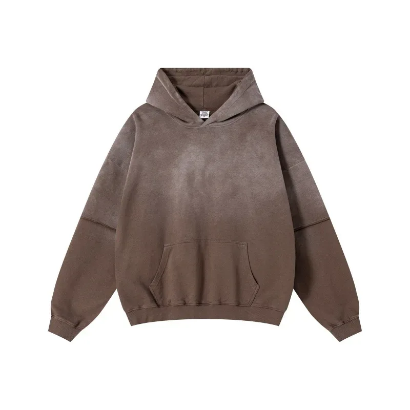 New Autumn Winter Men 400gsm Hoodies Streetwears High Street Heavy Weight Washed Cotton Sweatshirts Brand Tracksuit