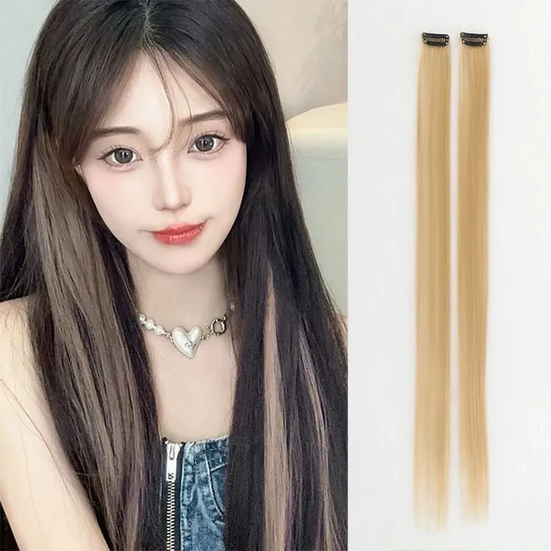 Pick dye wig piece female color hanging ear dye one-piece simulated long straight hair extension piece — image 10