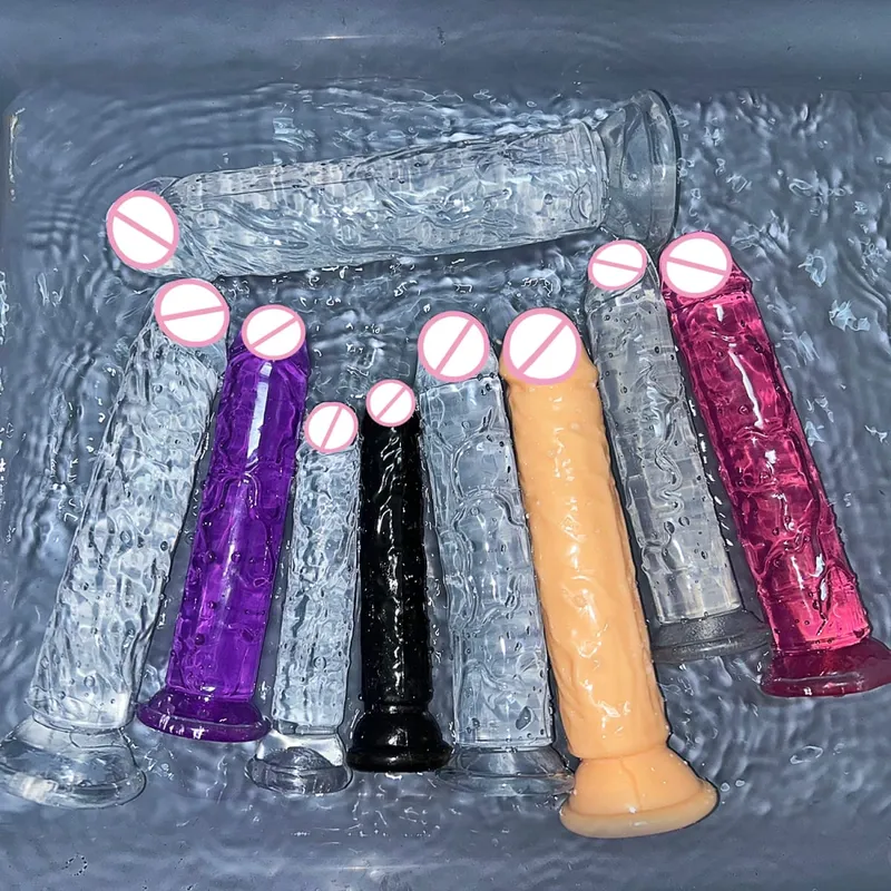 Ucuz 5 Renk Küçük Şeffaf Yapay Penis Vantuz Jöle Dick Kadın Erotik Anal Seks Oyuncakları Yumuşak Klitoris Vajinal Masturbators Penis — image 3