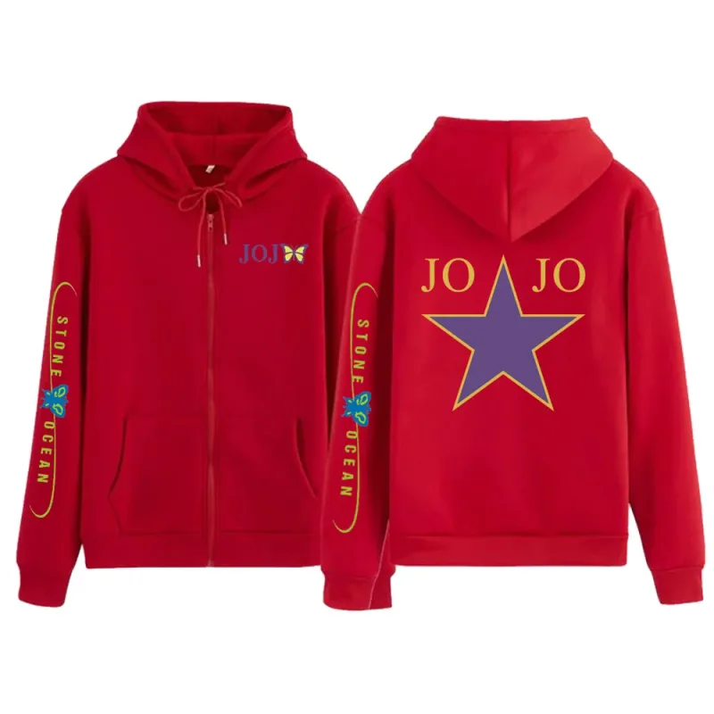 Hoodie Kupu-kupu Laut Batu Petualangan Aneh Anime Jojo Hoodie Gaya Anime Uniseks Longgar Kaus Atasan Musim Gugur Musim Semi
