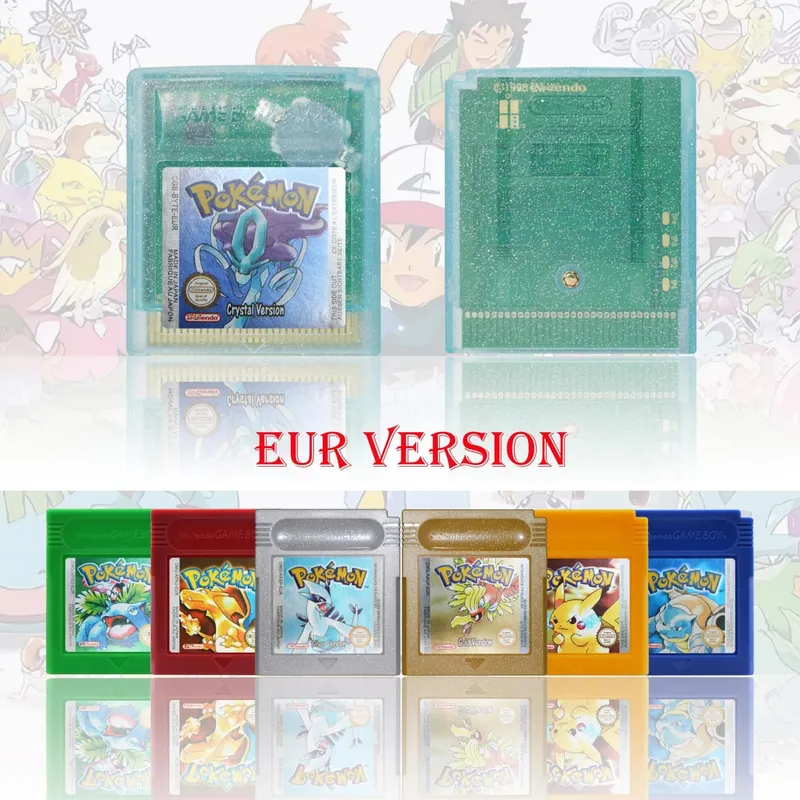 GBC/GBA EUR Version Pokemon Crystal/Yellow/Emerald/Fire Red/Leaf Green Game Cartridge Video Game Card High Quality with Battery — image 2