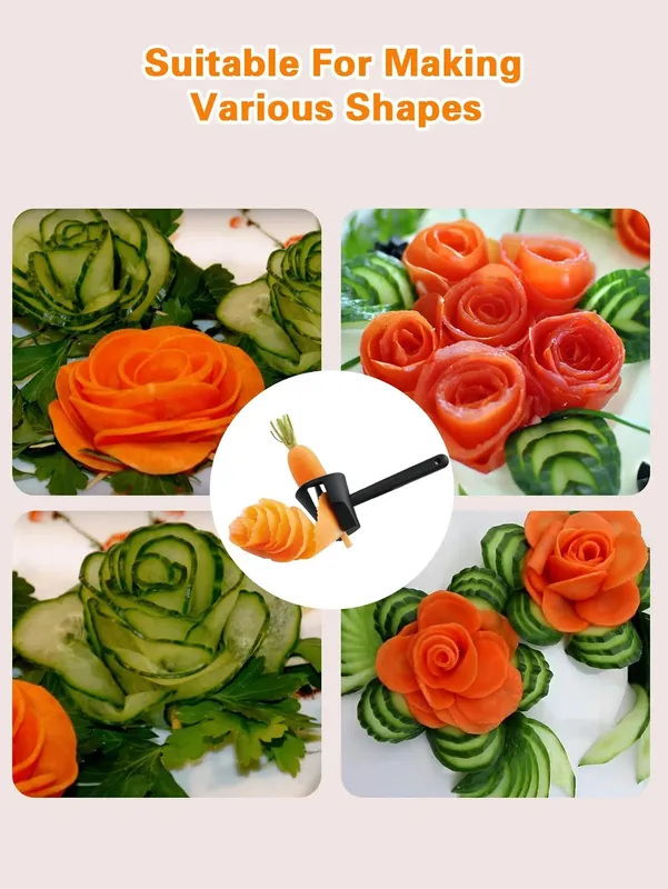 Vegetable Curler Peeler Fruit Carving Tools Carrot Sharpener for Garnishing Design Cutting Slicer Shaver for Carrots Vegetables — image 7