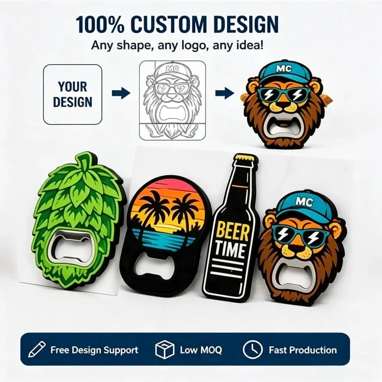 Custom PVC Bottle Opener Custom Logo Soft Rubber Beer Opener Personalized Promotional Gift Bar Tool Keychain Souvenir — image 8