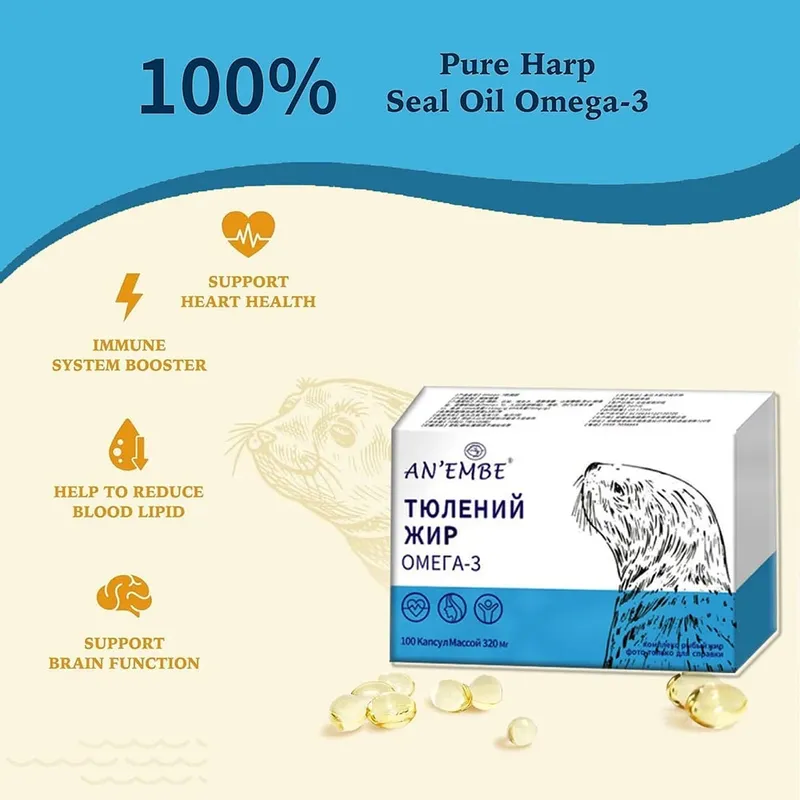 Harp Seal Oil Omega-3 Fish Oil Capsules Rich Source of EPA & DHA for Good Health Chemical-Free Non-GMO - 100 Softgels — image 2