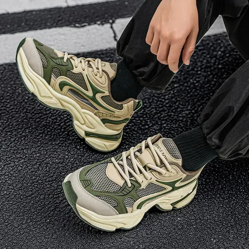 Men's Chunky Sneakers Breathable Mesh Running Shoes Thick Sole Non-slip Casual Sports Shoes — image 6