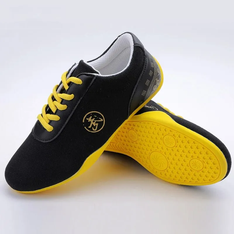 Men Women Sport Martial Arts Kung Fu Shoes Lace Up Man Canvas Tai Chi Sneakers White Black Blue Ladies Wushu Sneakers Rubber — image 1