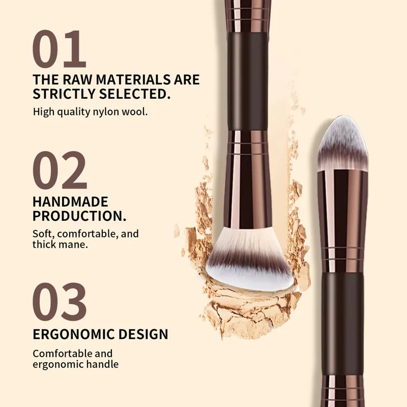 Single Double-Ended Multi-Functional Makeup Brush Professional Foundation + Blush Brush Soft & Dense Bristles — image 5