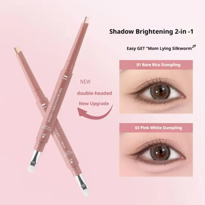 3 in 1Double Ended Lying Silkworm Pencil Highlighter Pen Nude Liquid Contour Liner Eye Makeup Stick With detail brush