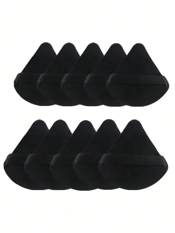 10 Pcs 삼각형 벨벳 파우더 퍼프 피자 가루 미니 페이스 메이크업 스폰지 화장품 빨 수있는 경량 메이크업 도구 — image 9