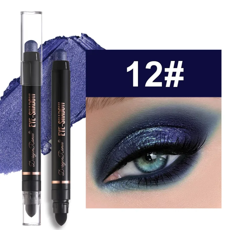 Double Head Pearlescent Eyeshadow Pencil Waterproof Glitter Metallic Blue Green Eye Shadow Makeup Pigment White Eyes Highlighter — image 10