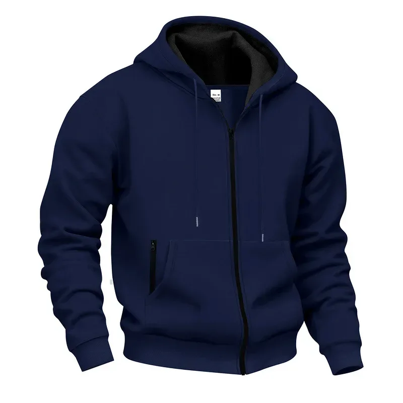 New 2026 Men's Autumn Casual Solid Long Sleeve Zipper Hooded Sweatshirt Coat Male Fashion Outdoors Sportswear Hoodies Jackets — image 17