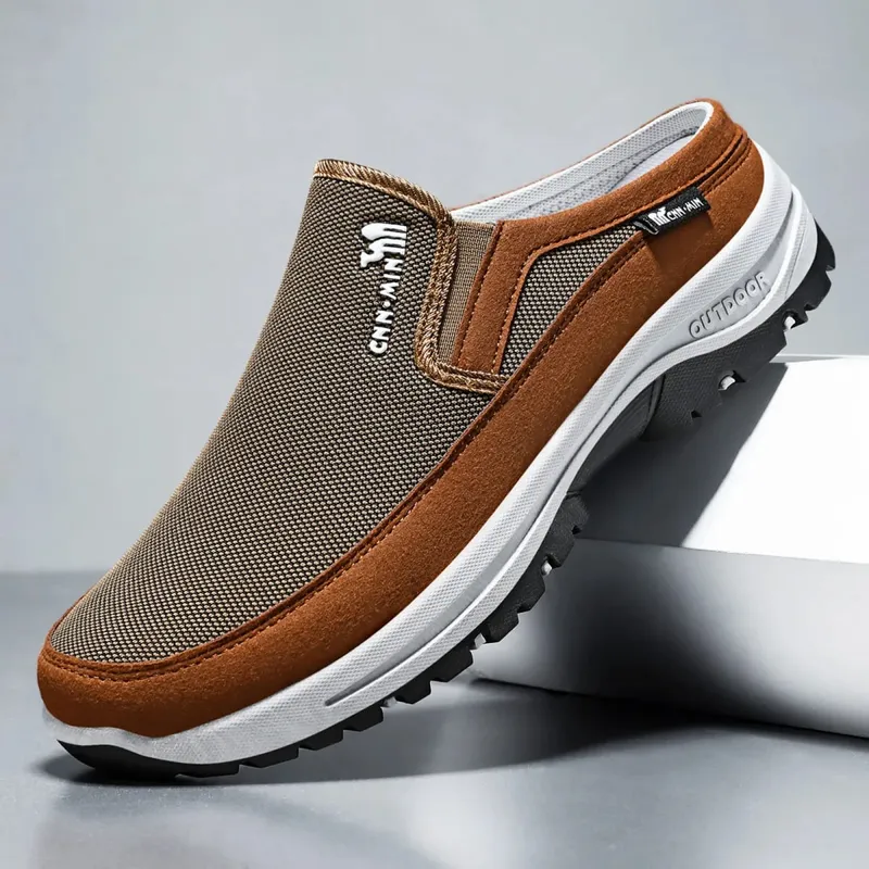 Men's shoes casual cloth shoes breathable lazy shoes toe caps outdoor sports half shoes — image 7