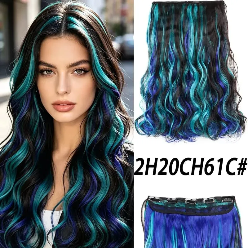 Synthetic 5 Clips in Hair Extensions Body wave Natural Hair Fake False Hair Piece Extentions For Women And Girl halloween wig — image 13