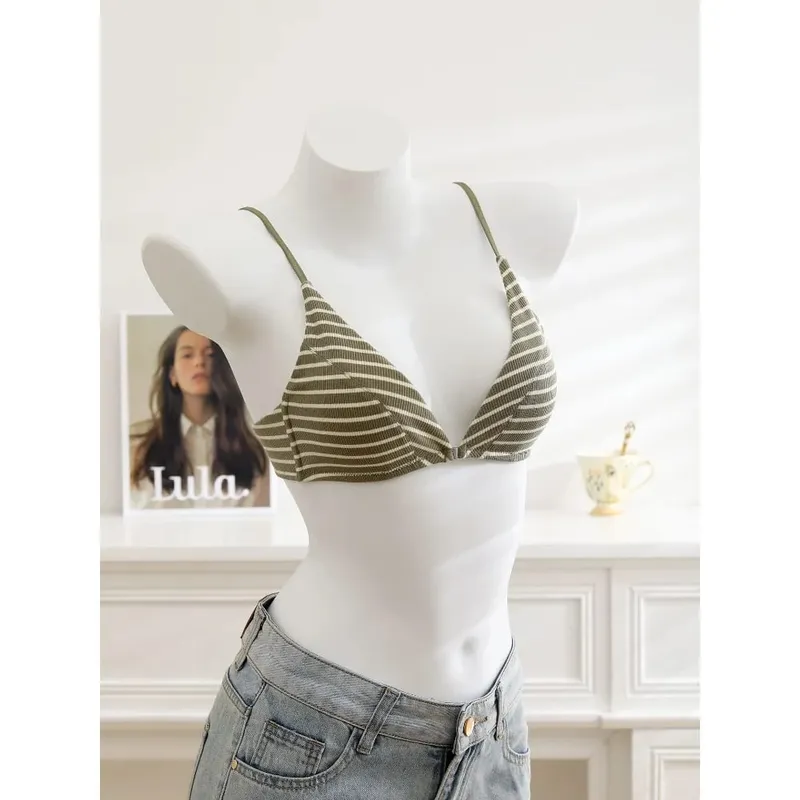 Women Front Closure Bra Set Summer Thin Light Cotton French Triangle Cup Backless Beauty Back Lingerie Suit For Small Chest S-XL — image 7