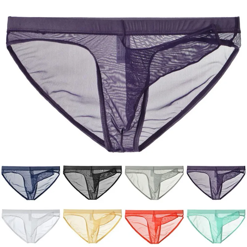 Men Underwear Mesh Transparent Elephant Nose Briefs Thin Lightweight Quick Dry Low Waist Breathable Underpants — image 6