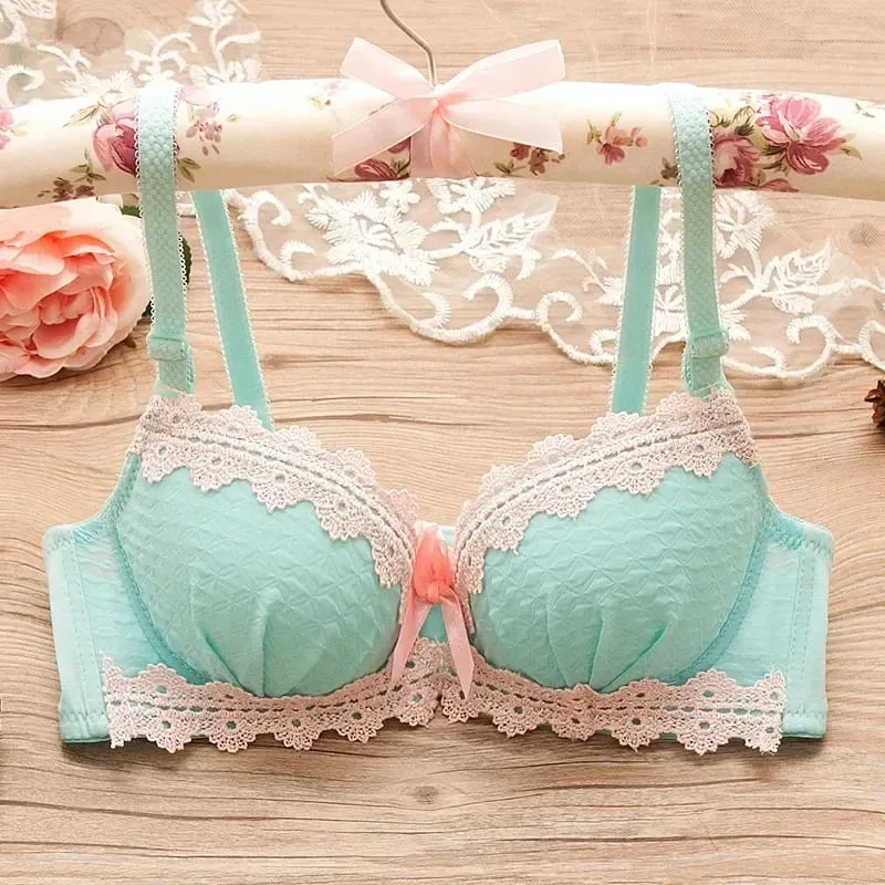 Vintage Girls Bra Set Sexy Thin Bras Pantys Women Seamless Brassiere Low Wasit Fitness Underwear Set Adjustable Plaid Lingeries — image 6