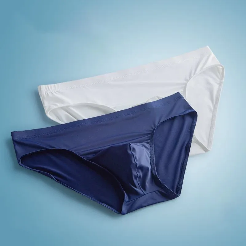 2 Chiếc Túi Lớn Nylon Nam Quần Lót Quần Sịp Ice Silk Nam Liền Mạch Quần Lót Eo Thấp Quần Lót Mỏng Plus Kích Thước