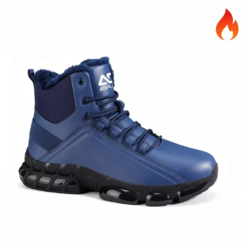 Men Autumn Winter High‑Top Fleece‑Lined Snow Boots Warm Casual Sneakers Non‑Slip Outsole for Hiking Outdoor Snow‑Day Activities — image 8