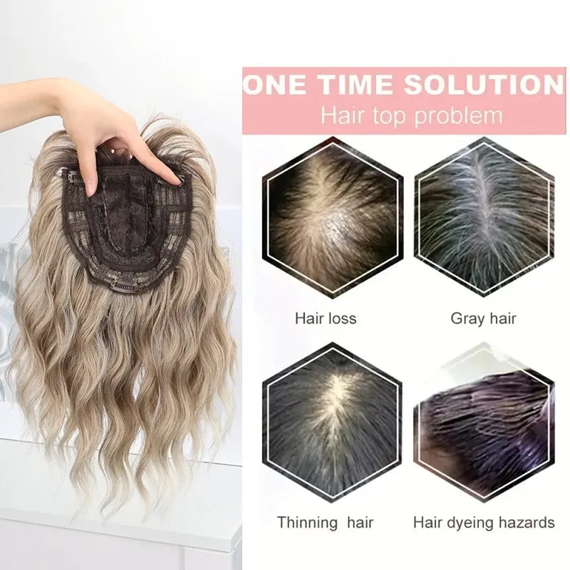14Inch Synthetic Short Wave Curly Topper Hair Extension Invisible Coverage & Built-in Bangs for Women Daily Use Easy to Wear — image 6