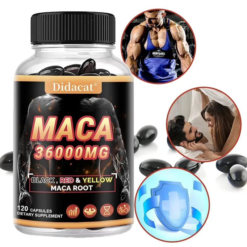Organic Maca Root Powder Capsules with Black + Red + Yellow Maca Root Extract Supplement for Men and Women - 120 Capsules — image 1