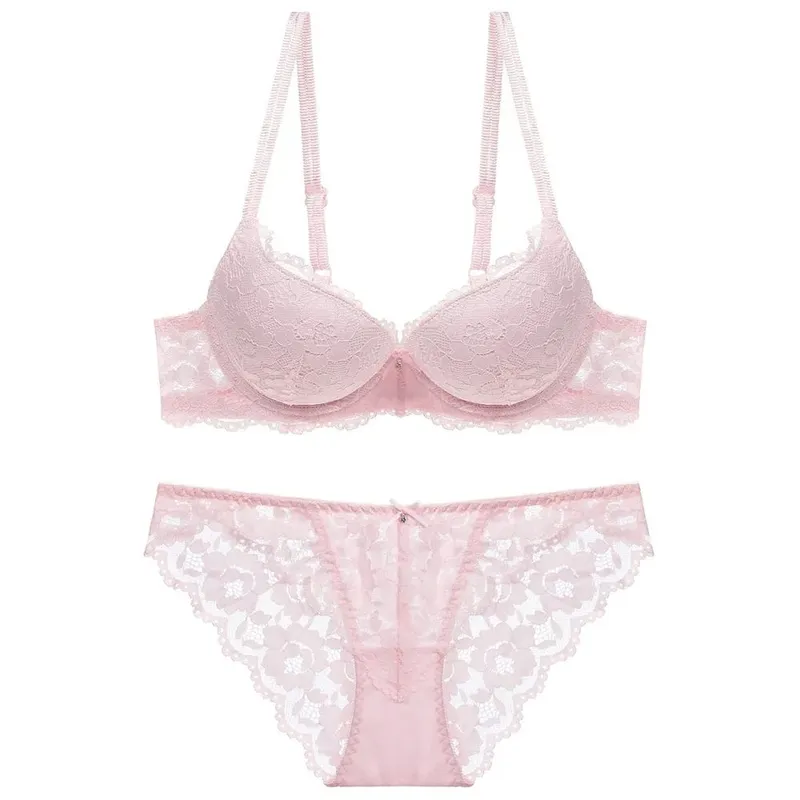 Comfortable Mesh Lace Flower Bra Low Waist Bowknot Bra Panties Set Lingerie Intimates Seamless Underwear Set Girl — image 7