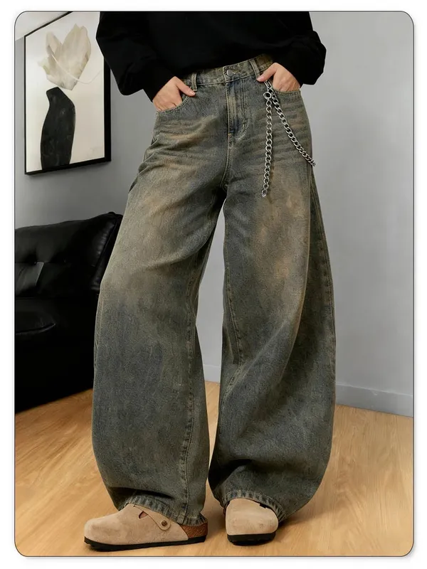 American Retro Baggy Wide Leg Jeans Men's Streetwear Distressed Y2K Clothing Casual Daily Four Seasons Denim Pants Unisex — image 8