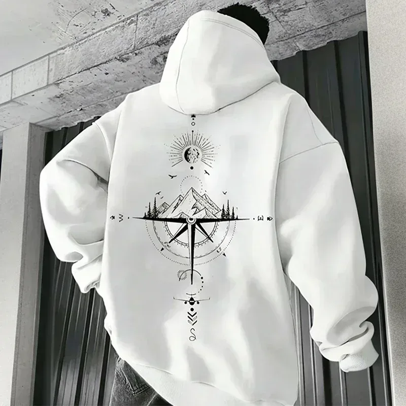 Men's Hoodies Long-sleeved Hooded Sweatshirts Compass Street Fashion Hoodie Harajuku Fashion Streetwear Classic Men Clothing — image 14