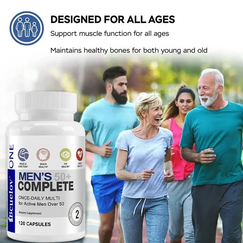 Fórmula super multivitamínica diária masculina de alta potência para mais de 50 anos para o cérebro, olhos e saúde do coração Vitaminas A C D E K B1 a B12 sem glúten — image 2