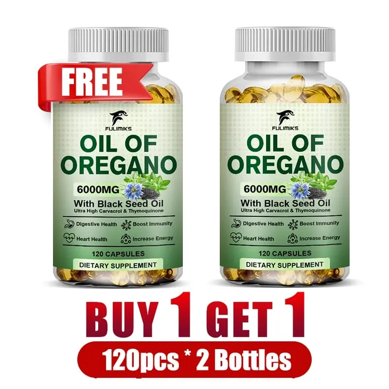 Buy 2 Get 2 Free! Oil of Oregano Supplement Immune Support Digestive Health Light Beige Improve Overall Wellness & Vitality