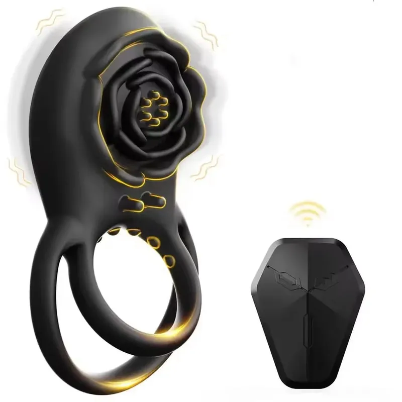 Penis Cock Ring Vibrator for Women Black Rose G Spot Nipple Clitoral Male Ejaculation Delay Nipple Clitoral Stimulator Sex Toys — image 1