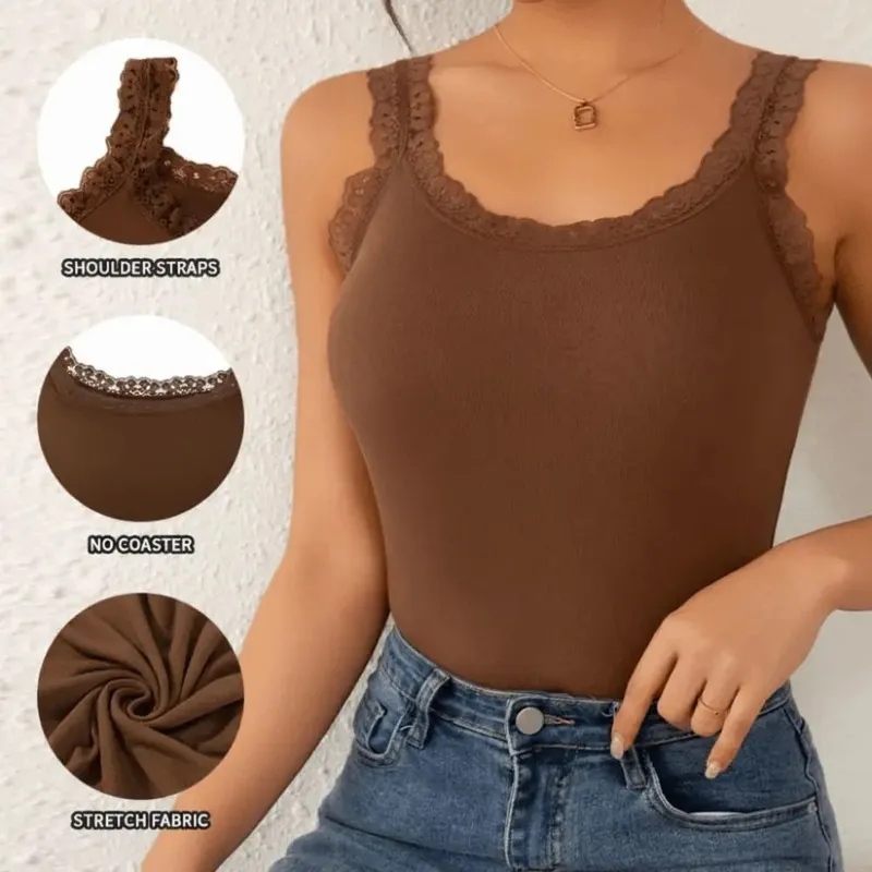 Casual U Neck Summer Tank Tops Sleeveless With Lace Cami Top Shirt Underwear Camisoles Vest Corset for Women — image 2