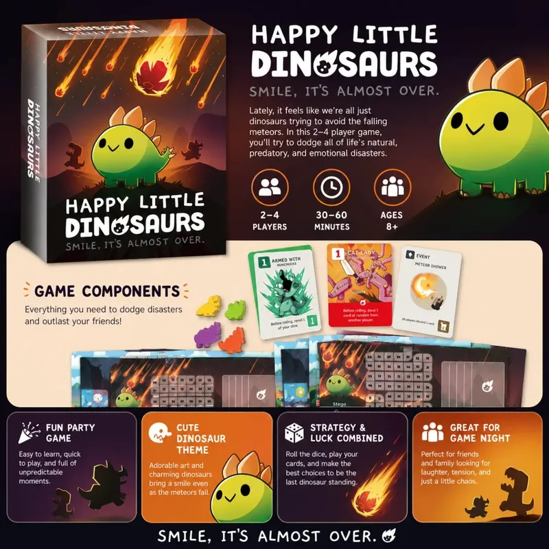 Happy Little Dinosaurs Cute Survival Strategy Card Board Game Fun Adventure Family Party Kids Adults Gift English Version