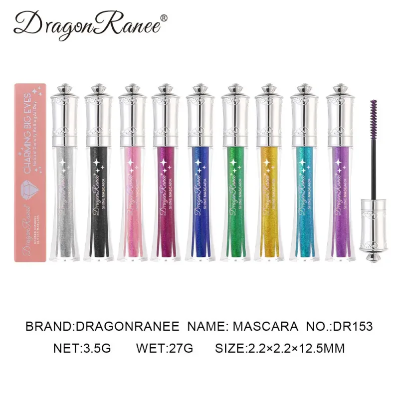 Máscara de pestañas colorida con diamante brillante, máscara resistente al agua con purpurina azul, extensión de pestañas de belleza, maquillaje de ojos brillante de secado rápido