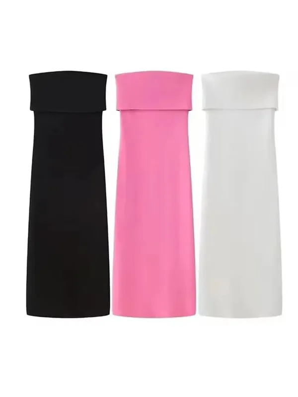 HH Elegant Strapless Maxi Dress for Women Sleeveless Off Shoulder Solid Bodycon Long Dresses Summer Casual Beach Party Evening
