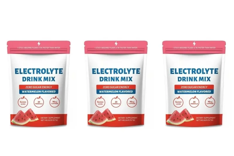 Zero Sugar Watermelon Electrolyte Powder with 90mg Caffeine Amino Acids Minerals Vitamins Provide Energy Replenishment 15 Sticks — image 9