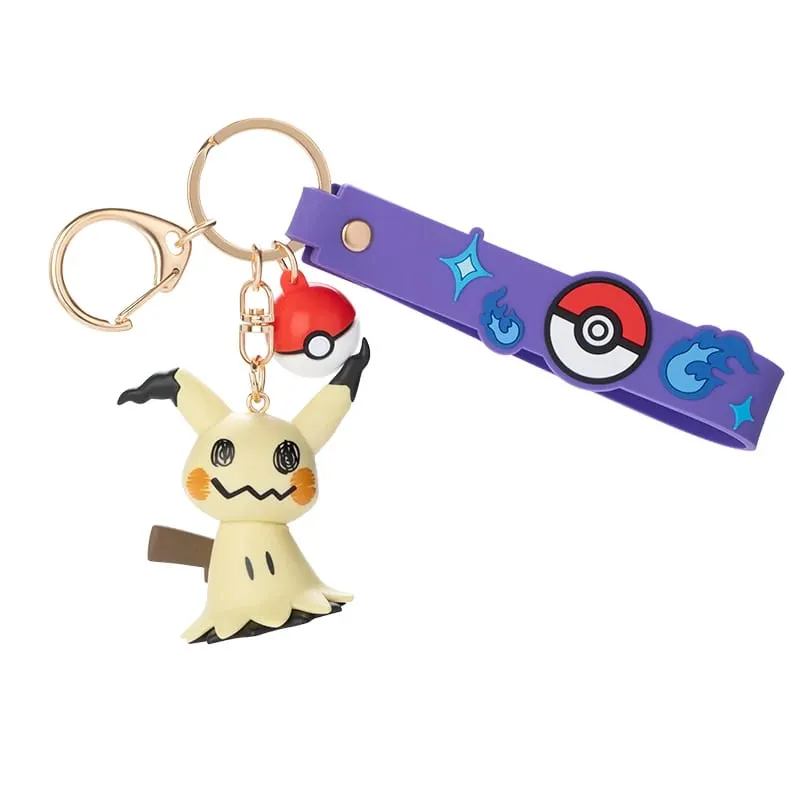 Ægte Pokemon Pikachu nøglering Gengar Morpeko Cubone Snorlax Mimikyu Anime Action Figur Legetøj Nøglering Duftvedhæng Gave