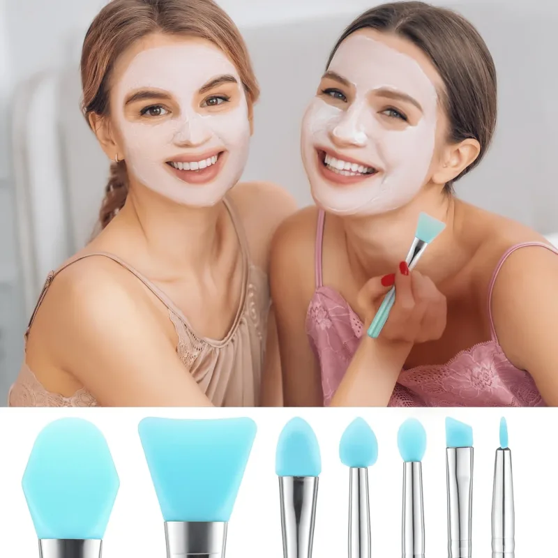 7Pcs Silicone Makeup Brush Set Multi-functional Silicone Face Mask Applicator Brush Facial Mask Mud Mixing Brushes Beauty Tool