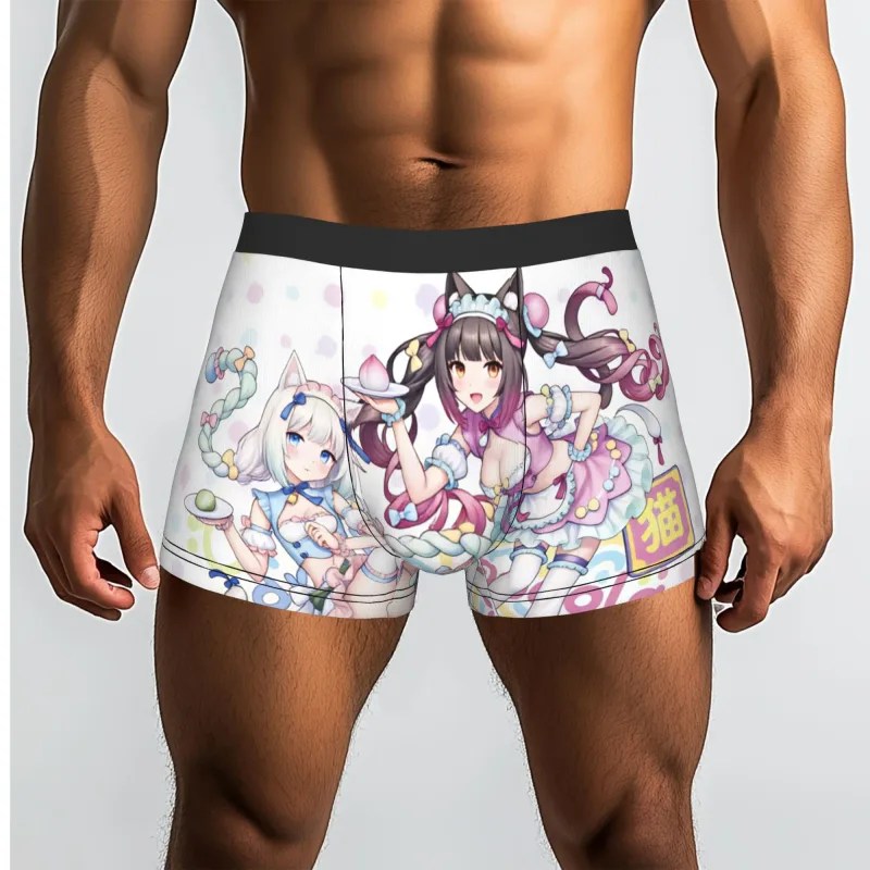 أنيمي N-Nekopara الشوكولاته الفانيليا الملابس الداخلية الرجال المطبوعة لعبة سراويل داخلية للرجال السراويل سراويل داخلية لينة
