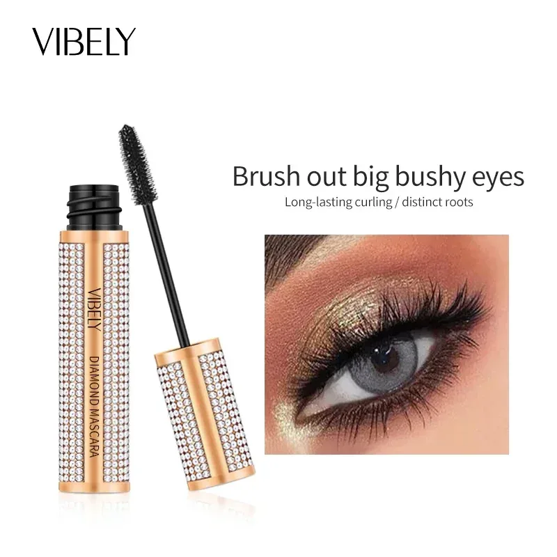 Diamond 4D Mascara Silke Fiber Vattentät Långa ögonfransförlängning Förlängning Tjock Svart Mascara Ögonmakeupprodukter Kosmetika — image 3
