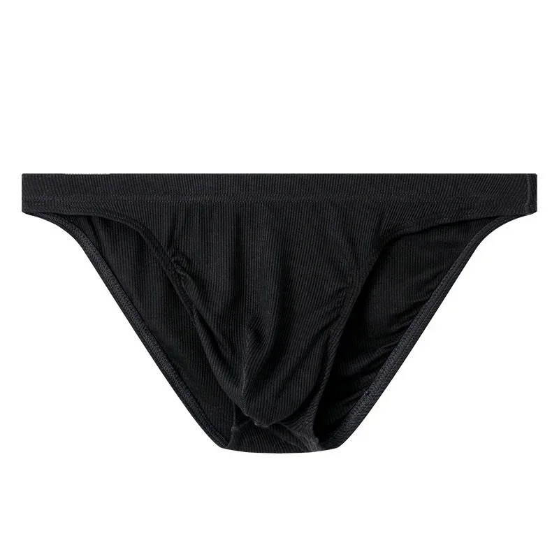 Men Rib Fabric Briefs Underpants Man Sexy Underwear Breathable Low Waist Mens Bikini Briefs Cuecas Big Pouch Hombre Slips