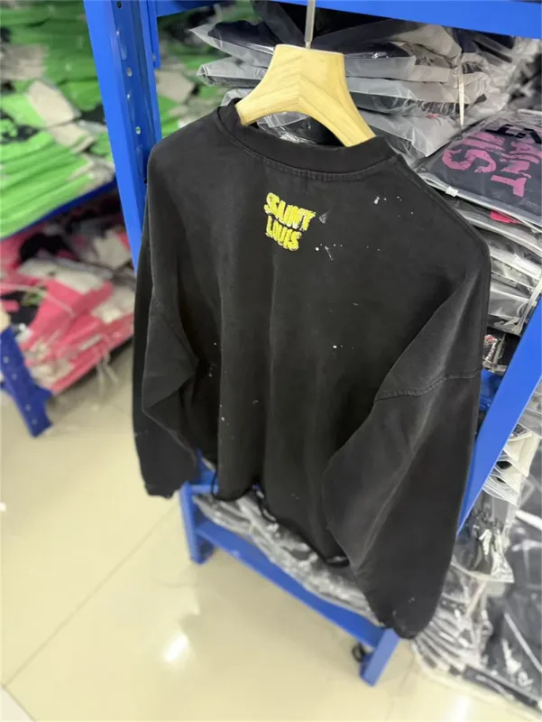 Autumn Winter New Saint Graffiti Print Vintage Washed High Street Casual Loose Cotton Versatile Hoodie Trendy Sports Top Men — image 19