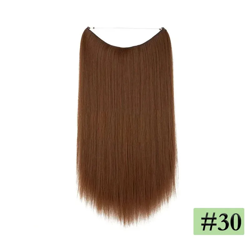22" Long Straight Invisible Halo Hair Extensions 120g/pc 27-613 Blonde Synthetic Fish Hair Pieces Ombre Brown Wire Clip In Hair — image 15