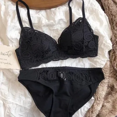 Colors Seamless Comfortable Full Lace Sleepwear Bra Sets Sexy Women Underwear Wire Free Push Up Lingerie Suits Intimates — image 8