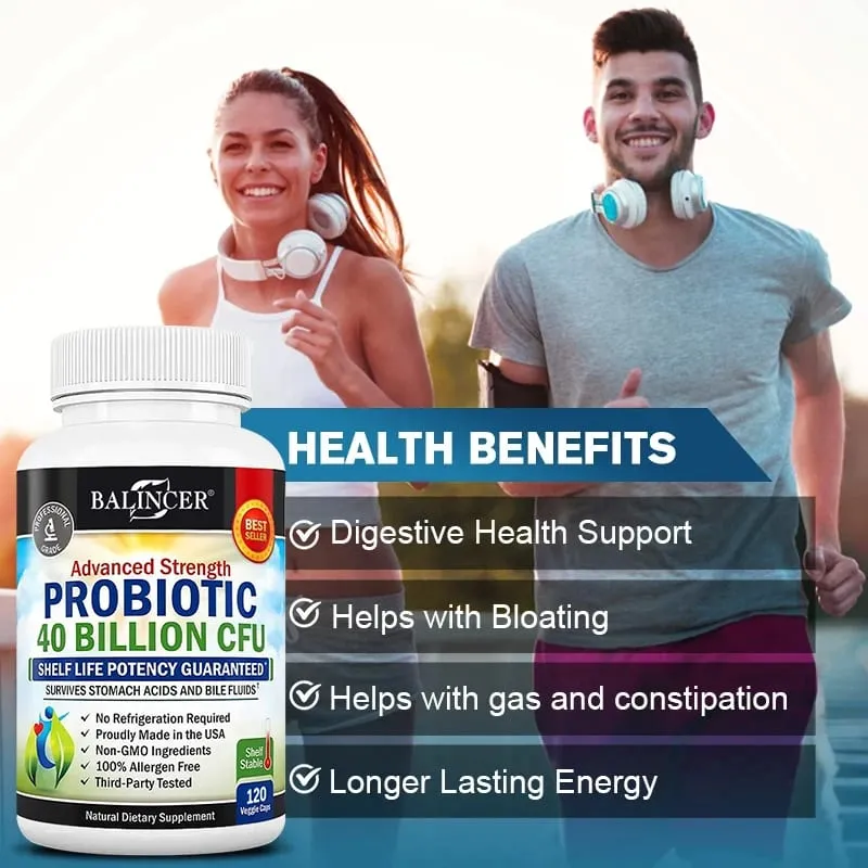 Probiotic Capsules 40 Billion CFU Gut Nutritional Supplement Supports Balanced Intestinal Flora & Digestive Comfort for Adults — image 2
