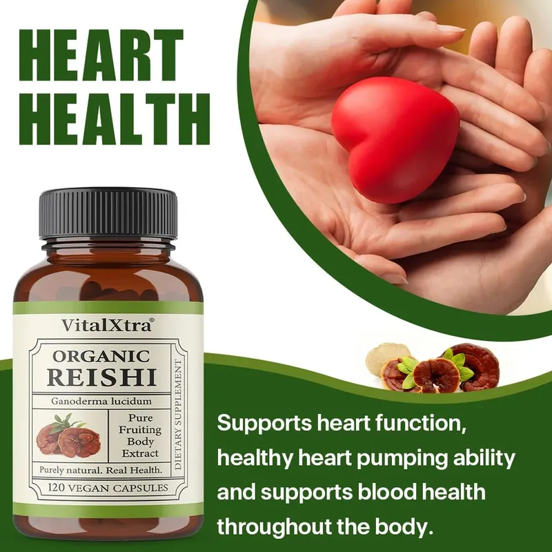 Reishi Paddestoelcapsules 1000 mg Ganoderma Lucidum Ondersteunt de gezondheid van het immuunsysteem Ontspanning Slaap en natuurlijke energie Veganistisch Niet-GMO — image 3