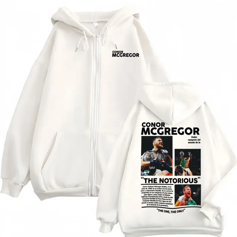 Conor Mcgregor The Notorious sudaderas con cremallera, ropa para hombre, chaqueta de calle Harajuku, sudadera de gran tamaño con cremallera, pulóver, abrigos