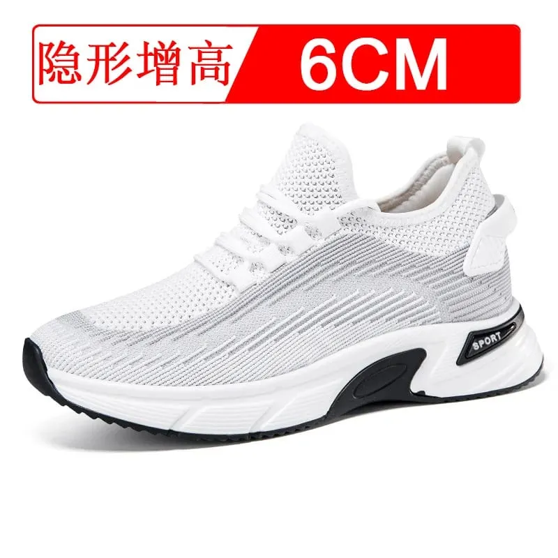 Elevator Shoes Invisible Heightening 8cm. Breathable Mesh Fabric Sports Shoes Heightening Inside for Men's Shoes Size 6cm