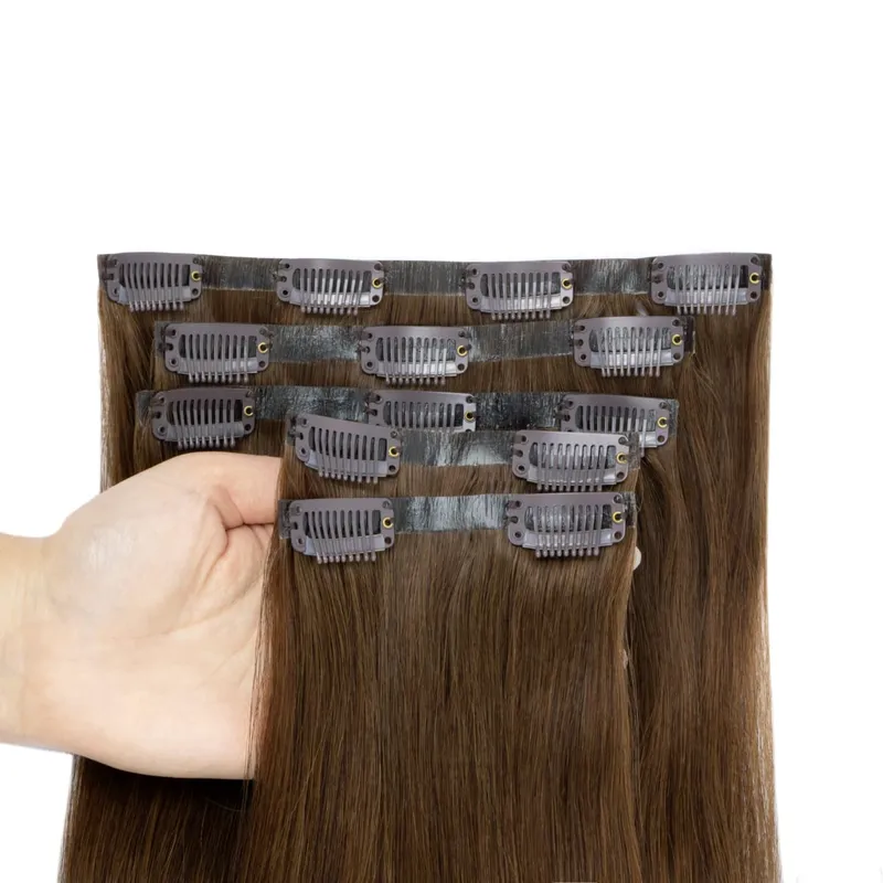Invisible Thick PU Clip in Hair Extensions Real Human Hair Straight Remy Hair Clip in Hair Extensions 7pcs for Women Daily Use — image 13