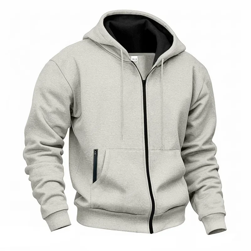New 2026 Men's Autumn Casual Solid Long Sleeve Zipper Hooded Sweatshirt Coat Male Fashion Outdoors Sportswear Hoodies Jackets — image 35